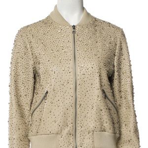 Alice + Olivia Gold Studded Leather Jacket